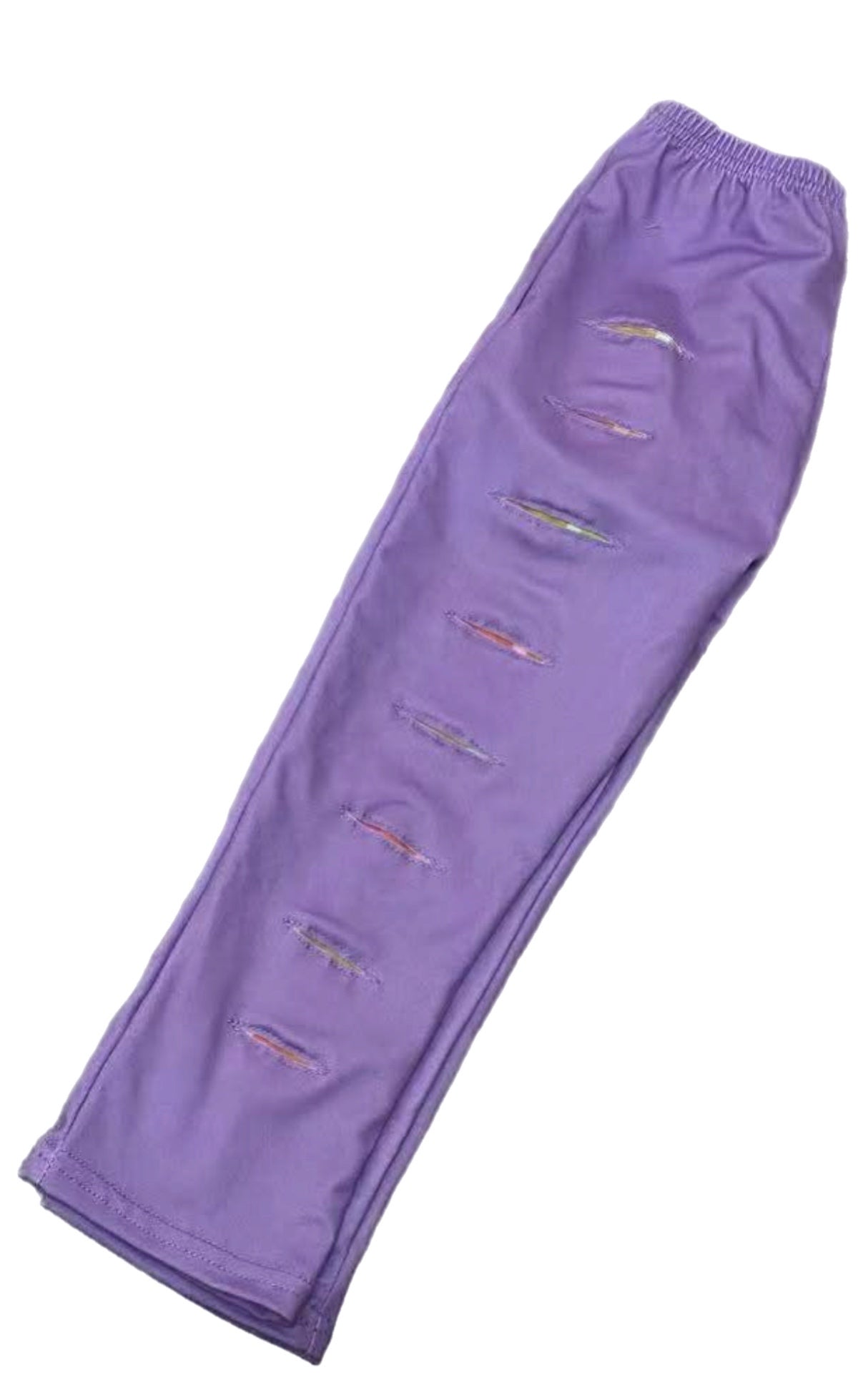 Lavender Peek A Boo Rainbow Plaid Leggings