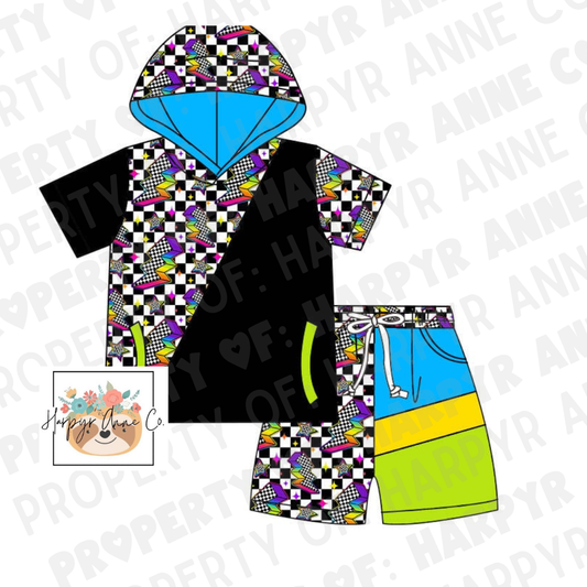 Neon Bolts Hooded Set