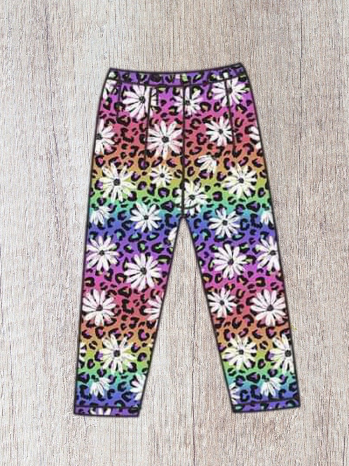 Rainbow Leopard Floral Leggings