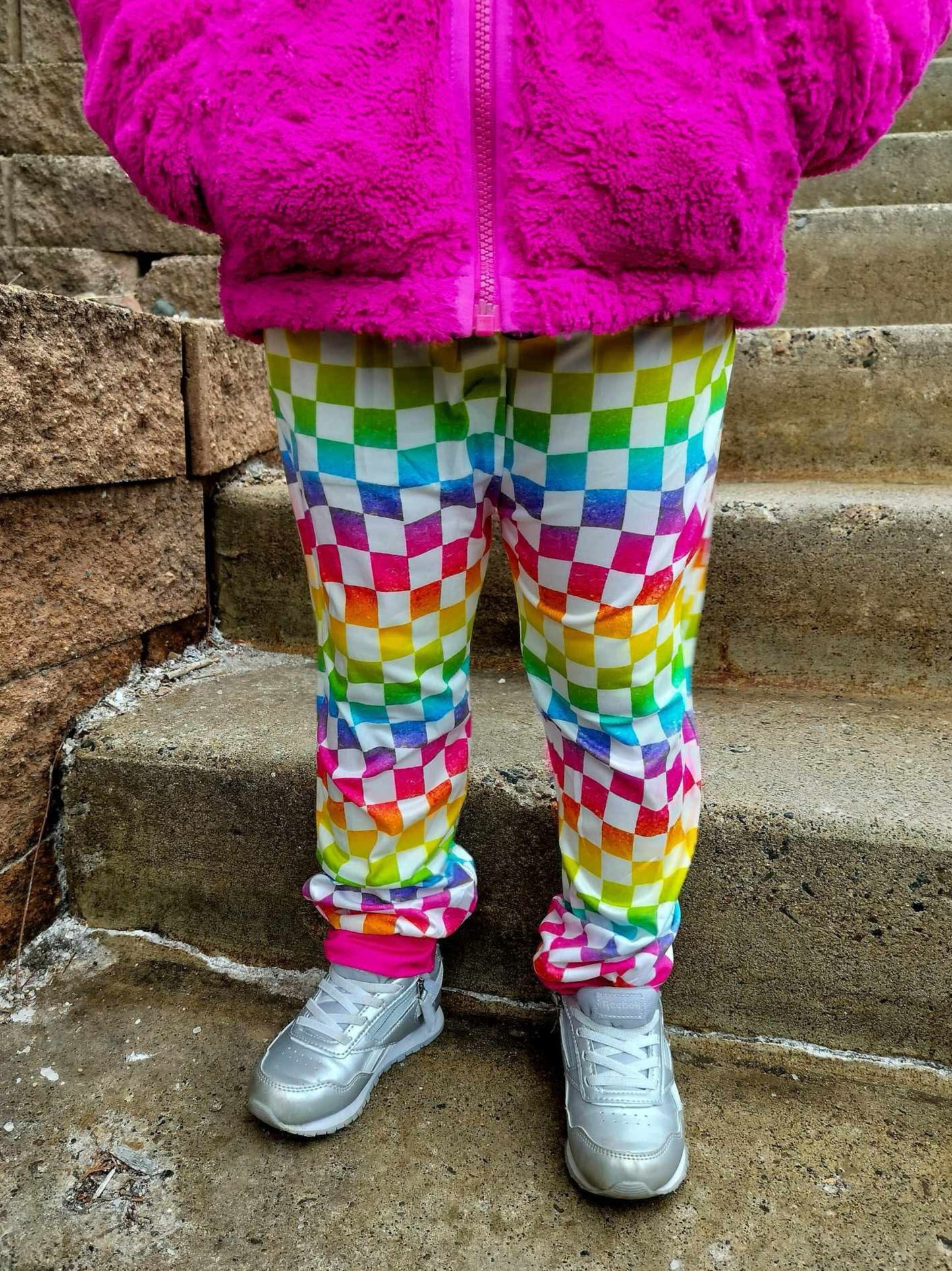 Neon Rainbow Checks Joggers