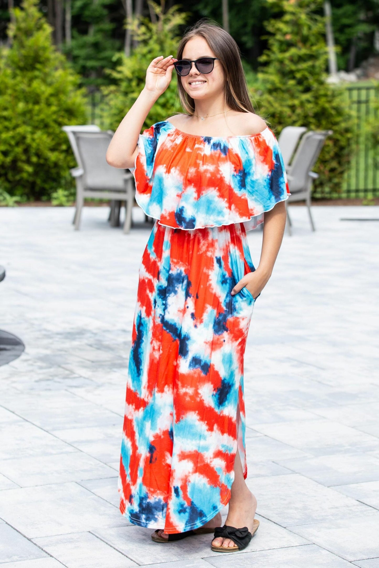 Off Shoulder Dress-Tie Dye