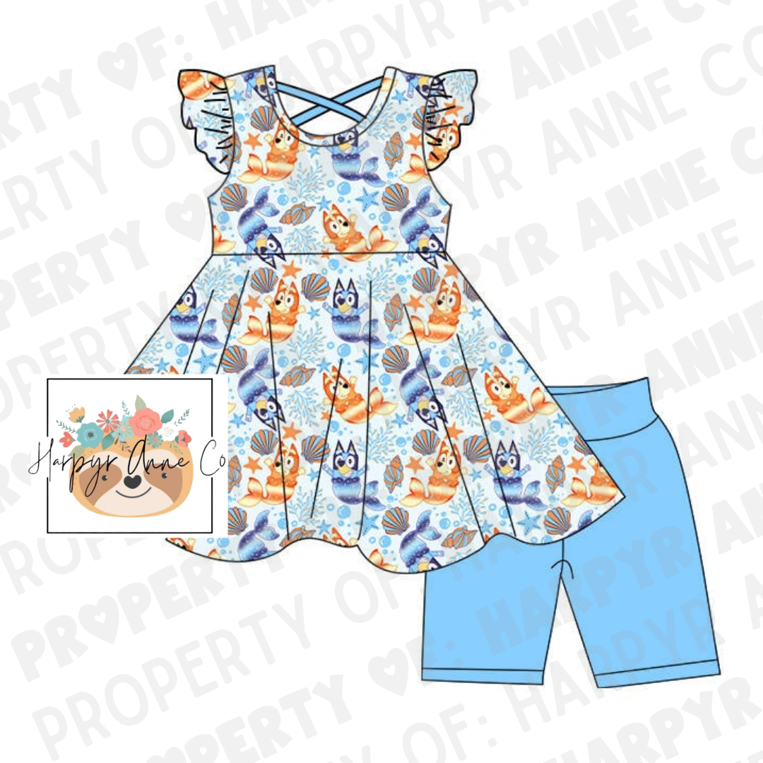 Blue Dog Mermaid Set