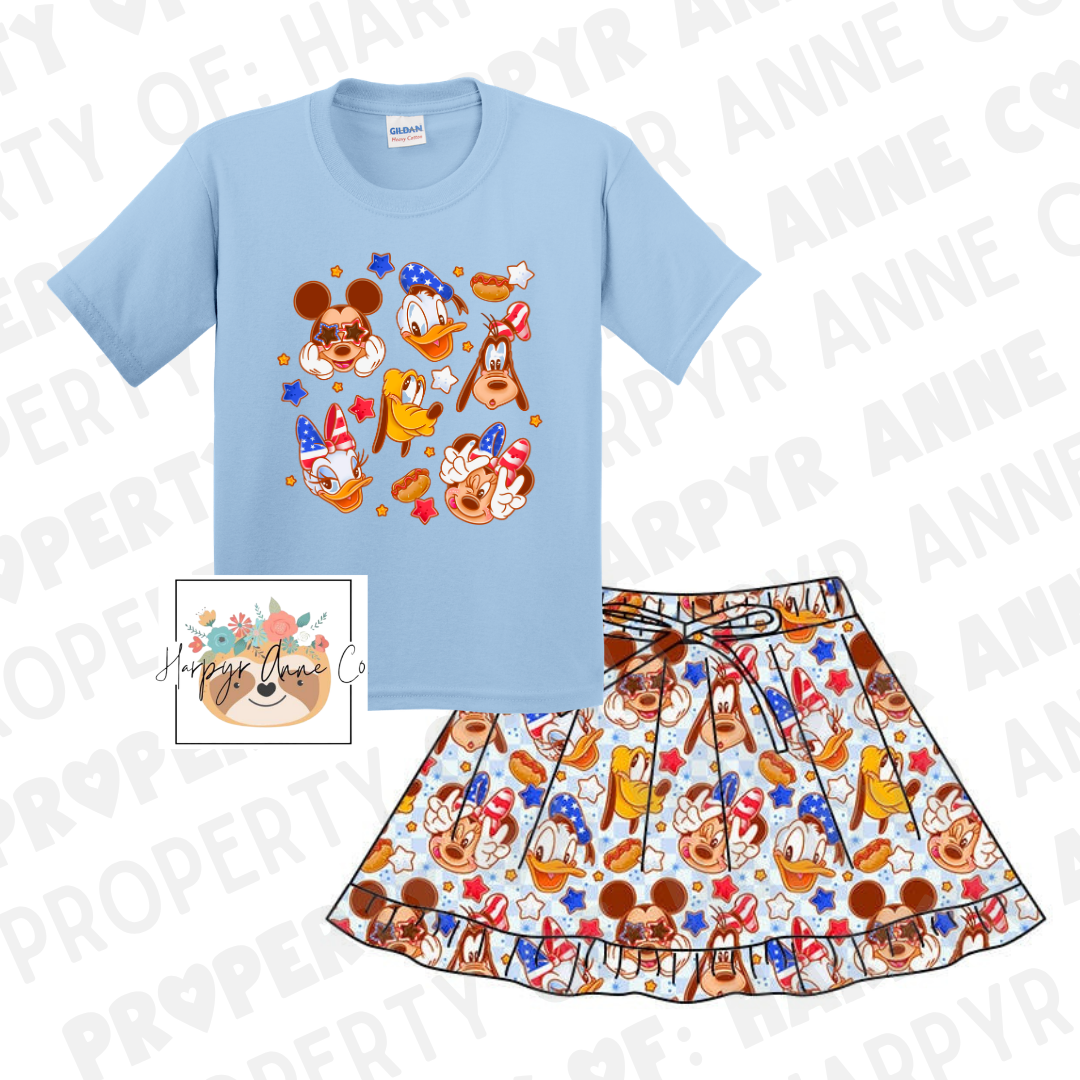Mouse USA Skirt Set-not RTS- shirt not on hand.