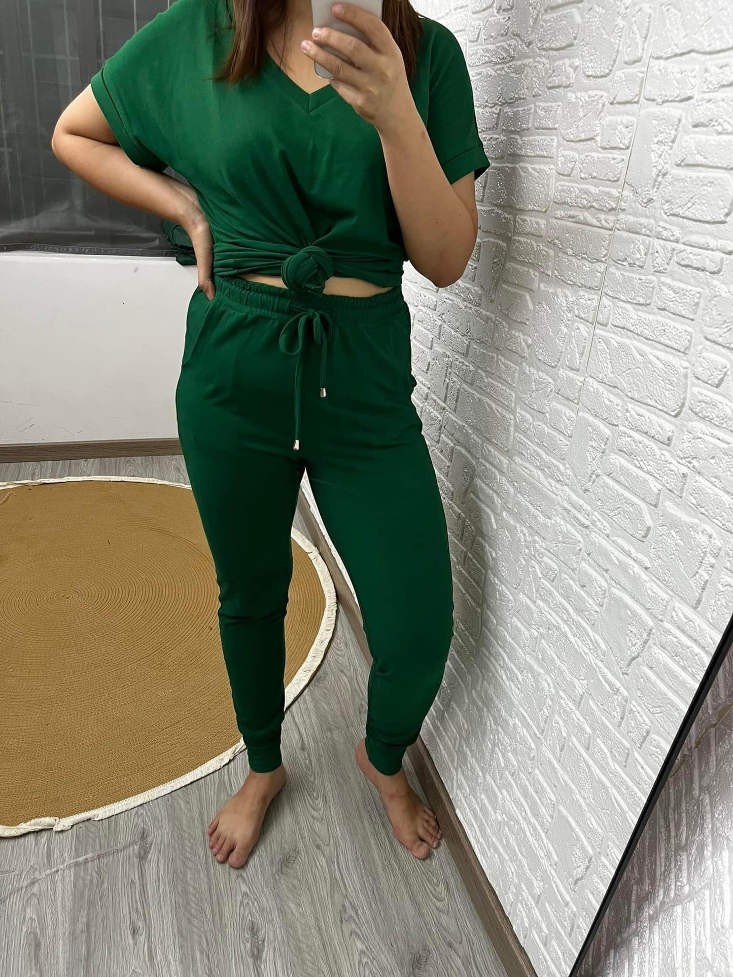 Krisie V-Neck Lounge Set-#2-Green