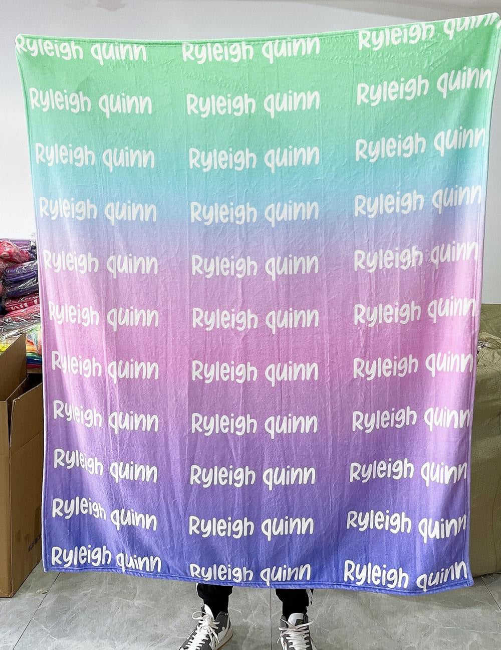 Ombre Name Blanket