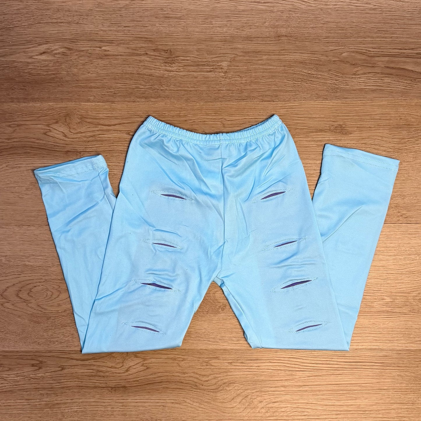 Blue Peek A Boo Purple Leggings