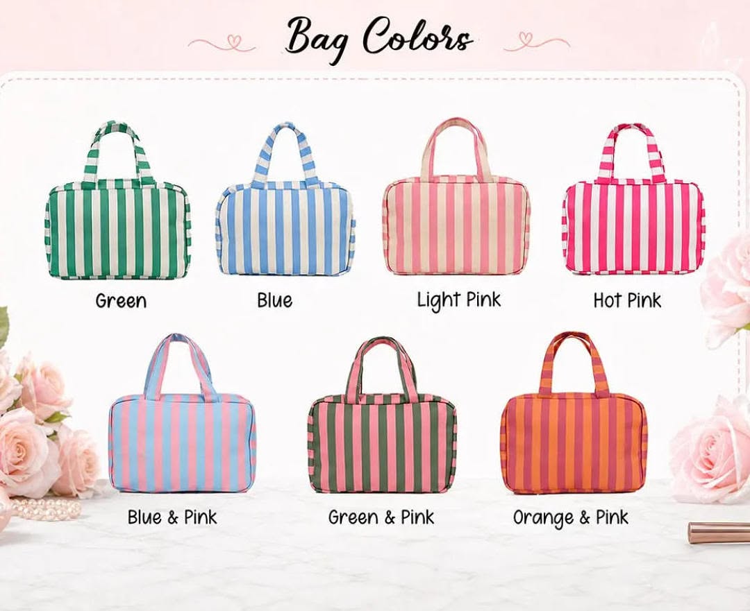Peronalized Stripe Make Up Bag