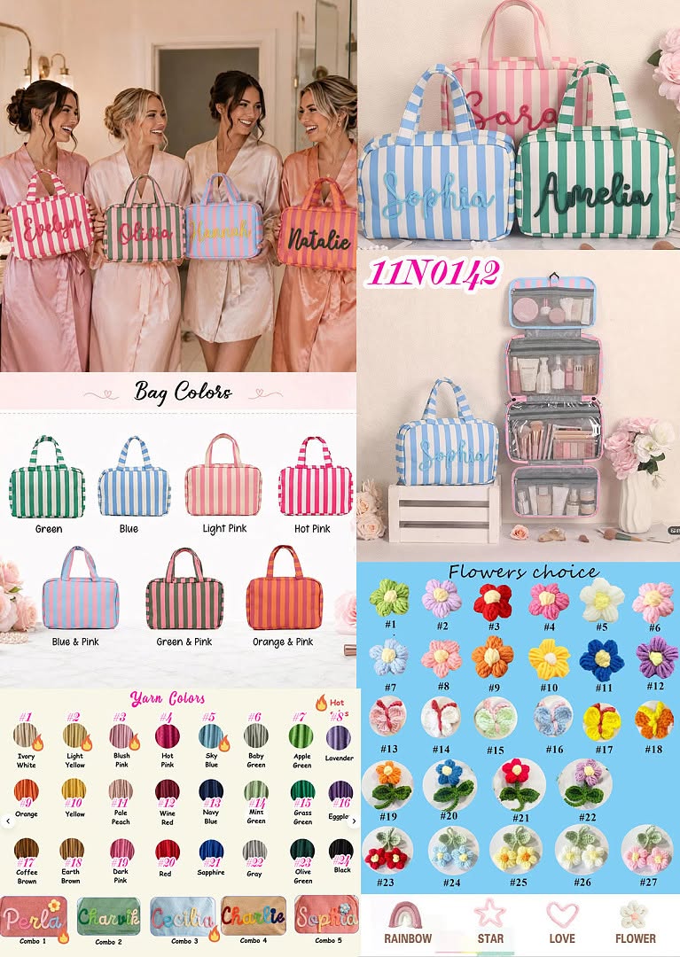 Peronalized Stripe Make Up Bag
