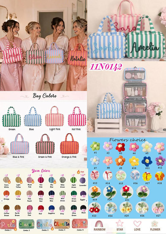 Peronalized Stripe Make Up Bag