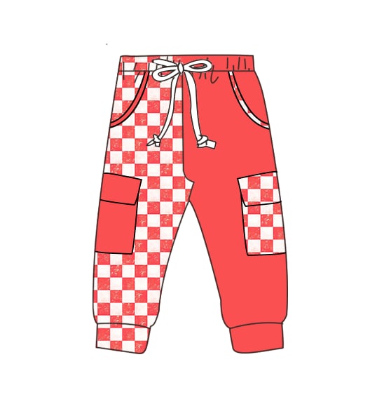 Red Checks V-Day Joggers