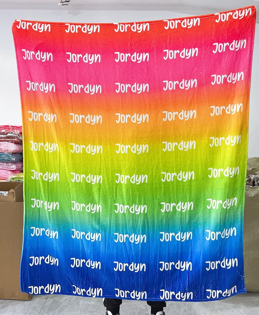 Ombre Name Blanket