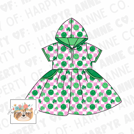 Shamrock Smiley Patty’s Hooded Dress