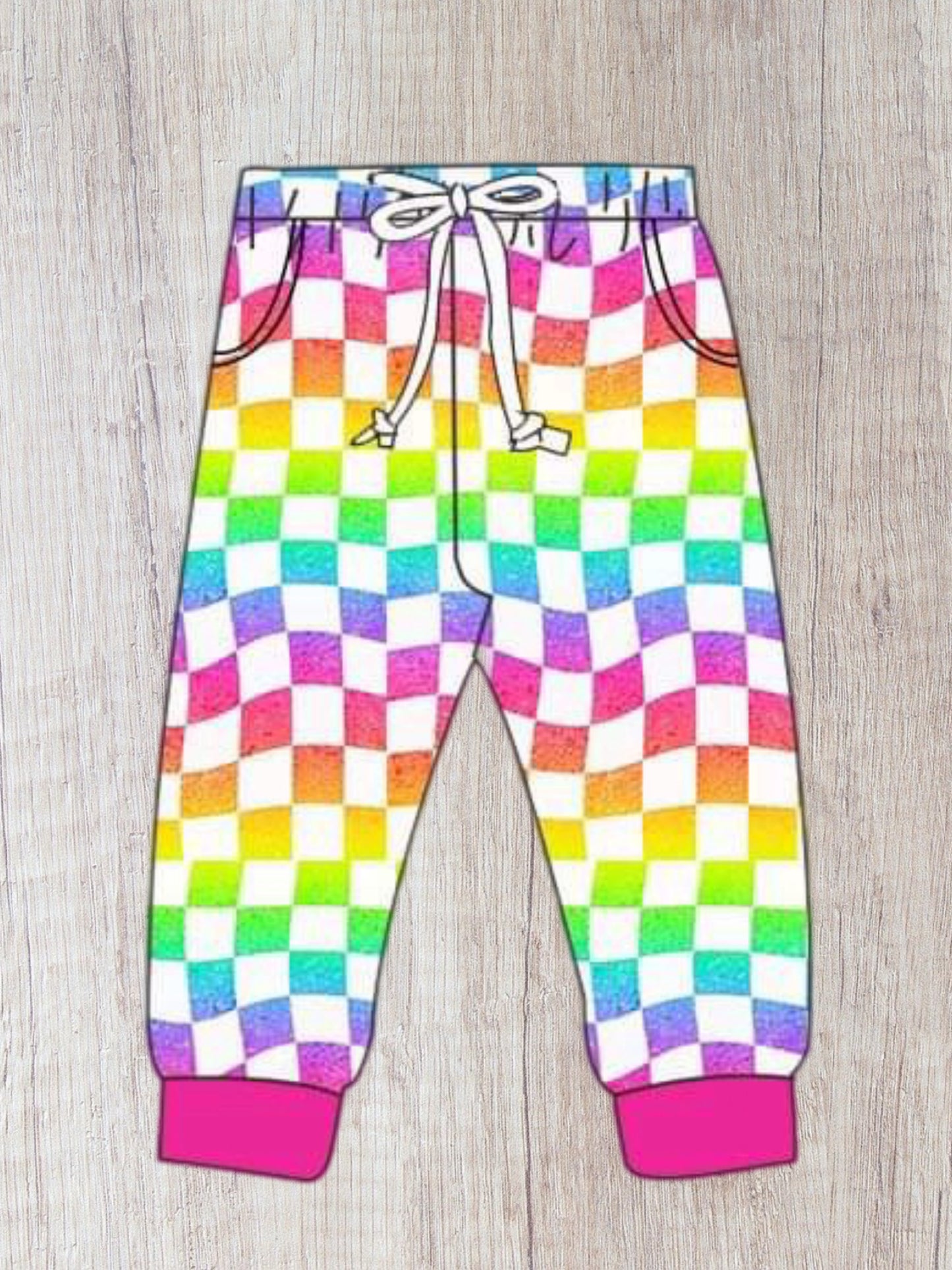 Neon Rainbow Checks Joggers