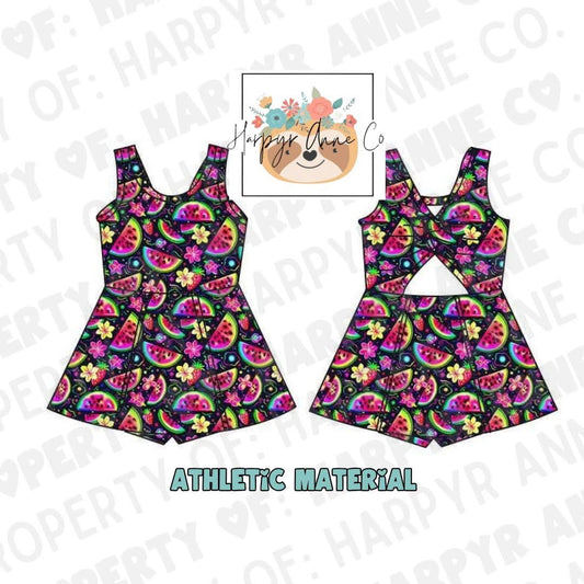 Watermelon Athletic Fruit Romper