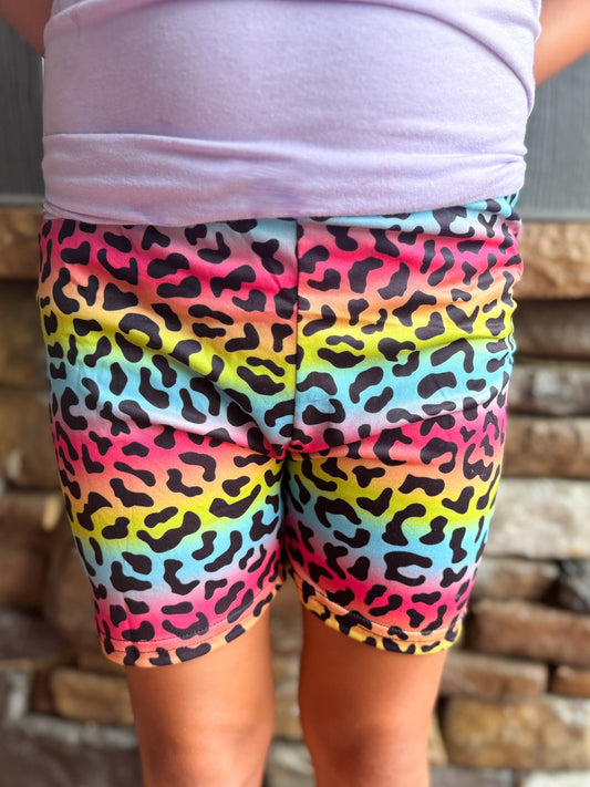 Rainbow Leopard Cartwheel Shorts