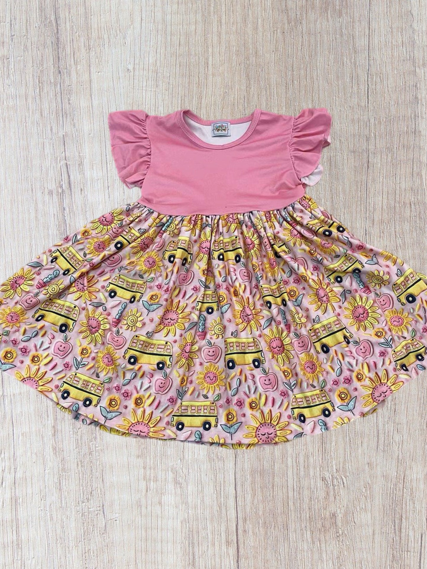 Pink Bus Floral Twirl Dress