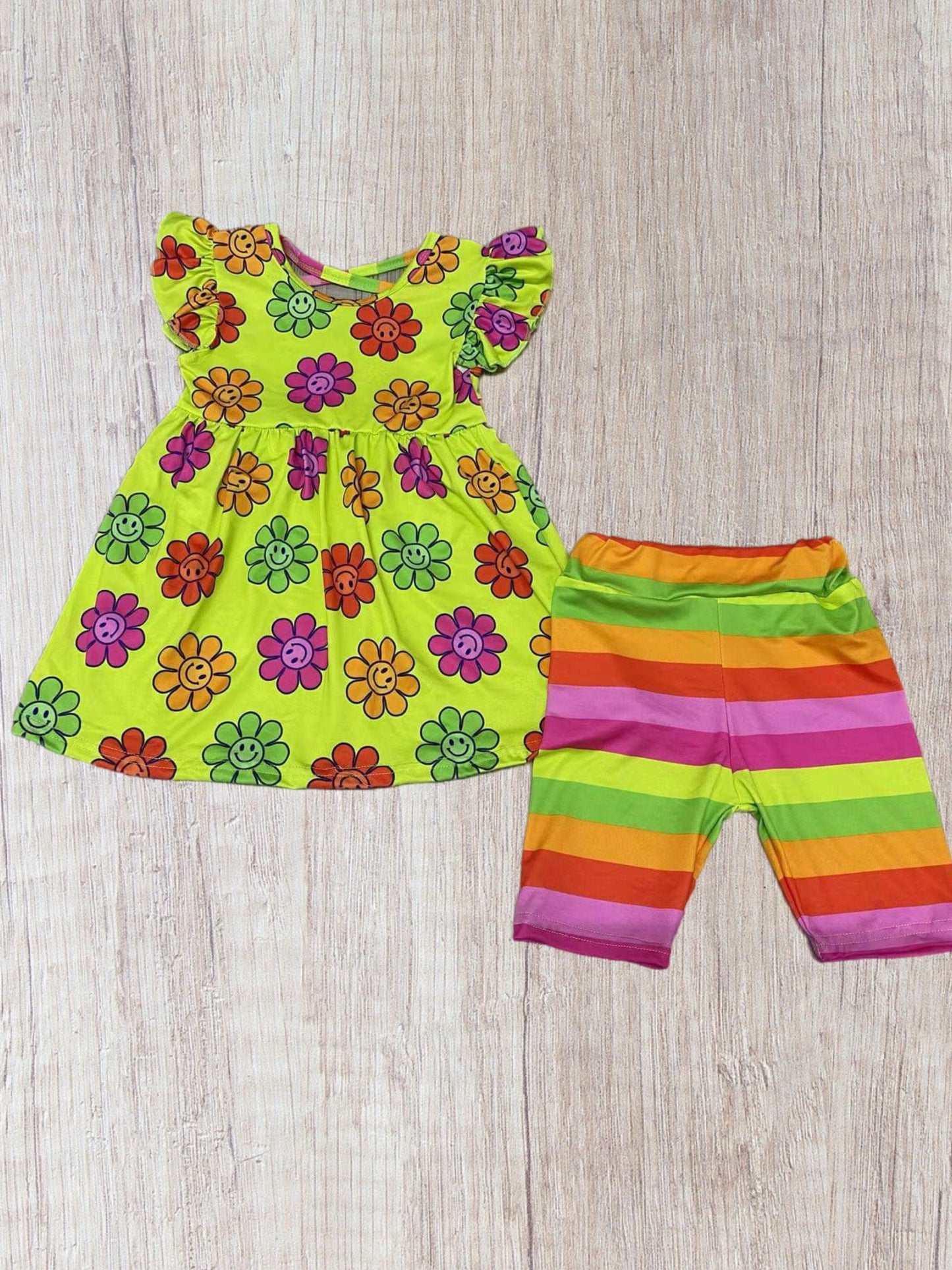 Neon Flower Power Short Set