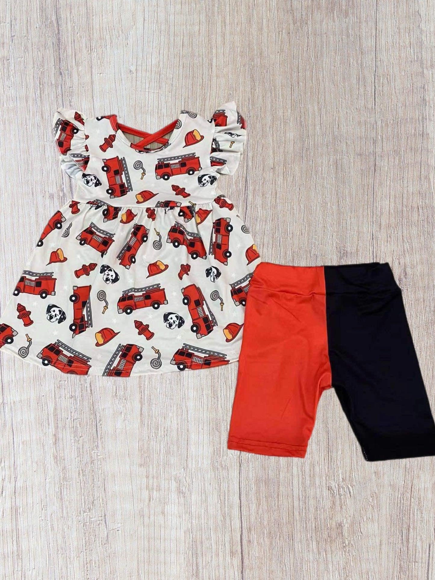 Girls Firetruck Short Set