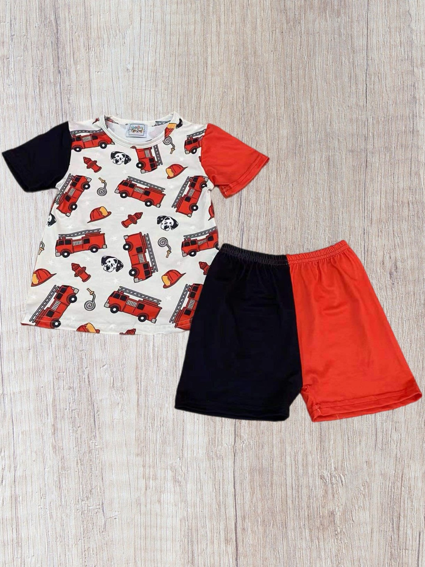 Boys Firetruck Short Set