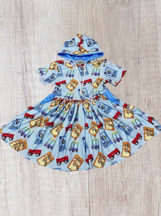 Hooded Blue Dog Vehicles Dress