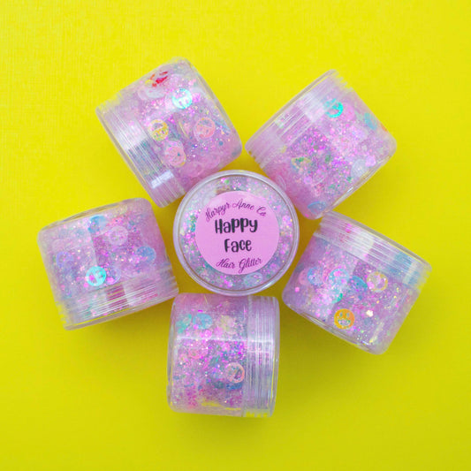 Happy Face Hair Glitter