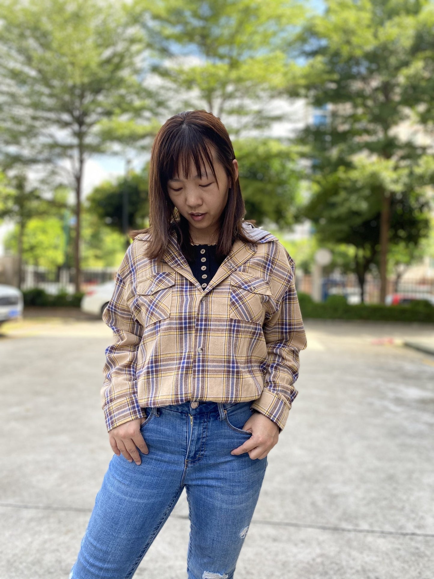 Tammy Plaid Shacket with Hood