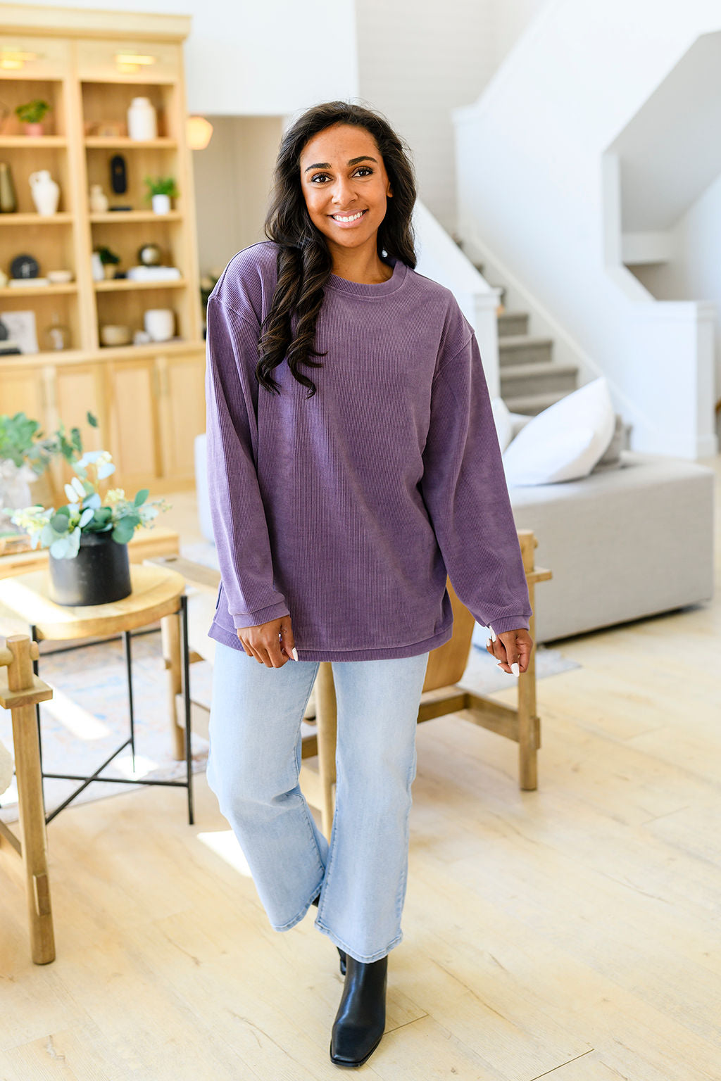 New Sarah Corded Crew-#7-Purple