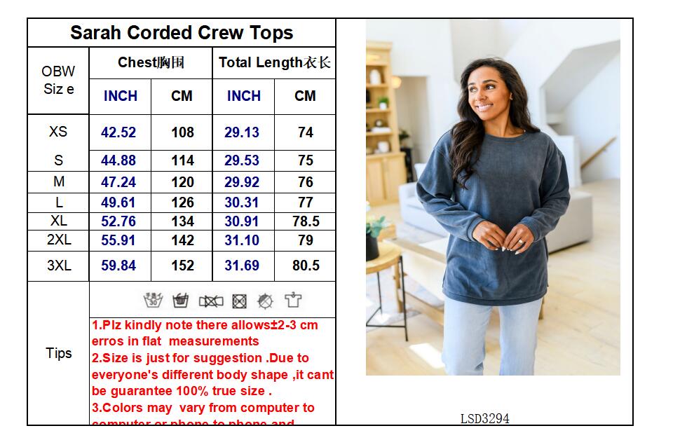 New Sarah Corded Crew-#7-Purple