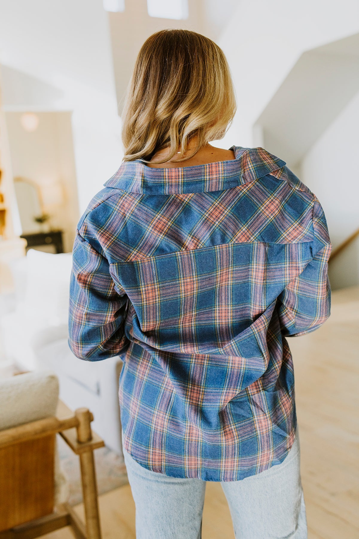 RTS:Tammy Flannel Shirt-#4-Blue Plaid